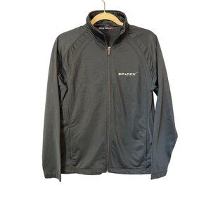 Space X Logo Tesla Black Full-Zip Jacket Sport-Tek Size S Polyester Lightweight